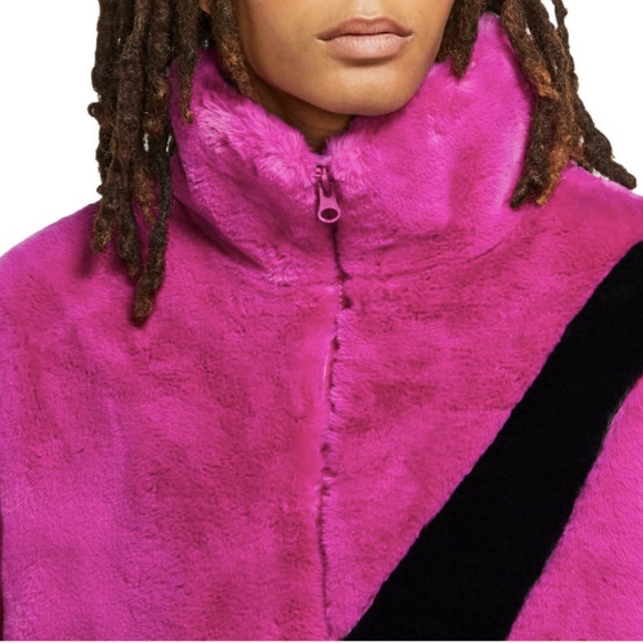 Nike Faux Fur Jacket in Cactus Flower - Picture 4 of 9